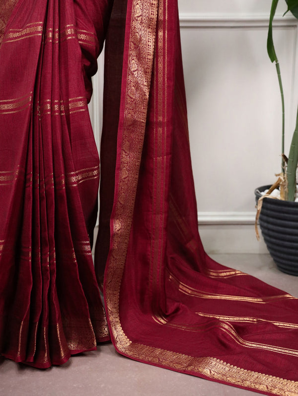 Maroon Silk Saree Zari Work ClothsVilla
