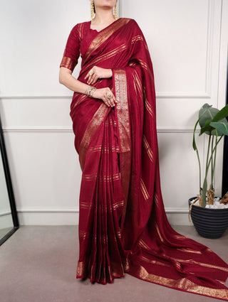Maroon Silk Saree Zari Work ClothsVilla