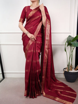 Maroon Silk Saree Zari Work ClothsVilla