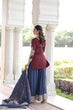 Load image into Gallery viewer, Maroon Silk Sharara Set with Matching Dupatta