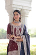 Load image into Gallery viewer, Maroon Silk Sharara Set with Matching Dupatta
