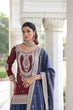 Load image into Gallery viewer, Maroon Silk Sharara Set with Matching Dupatta