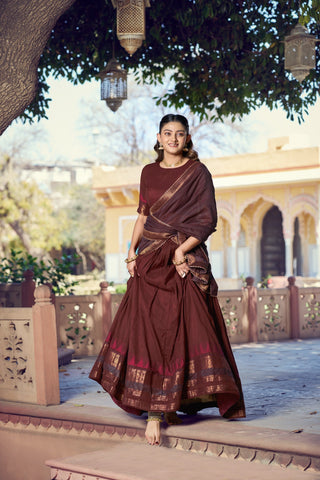 Maroon South Indian Zari Lehenga Set ClothsVilla