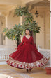 Load image into Gallery viewer, Maroon Sparkling Faux Blooming Gown with Embroidered Sequins &amp; Designer Lace Dupatta ClothsVilla