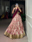 Maroon Tasar Silk Printed Lehenga ClothsVilla