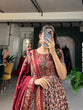Load image into Gallery viewer, Maroon Tussar Silk Floral Gown with Foil Print &amp; Dupatta ClothsVilla