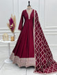 Load image into Gallery viewer, Maroon Vichitra Silk Kali Anarkali Set Clothsvilla