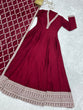 Load image into Gallery viewer, Maroon Vichitra Silk Kali Anarkali Set Clothsvilla