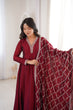 Load image into Gallery viewer, Maroon Vichitra Silk Kali Anarkali Set Clothsvilla