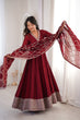 Load image into Gallery viewer, Maroon Vichitra Silk Kali Anarkali Set Clothsvilla
