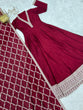 Load image into Gallery viewer, Maroon Vichitra Silk Kali Anarkali Set Clothsvilla
