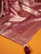 Load image into Gallery viewer, Maroon Viscose Kalamkari Saree with Zari Weaving &amp; Tassels ClothsVilla