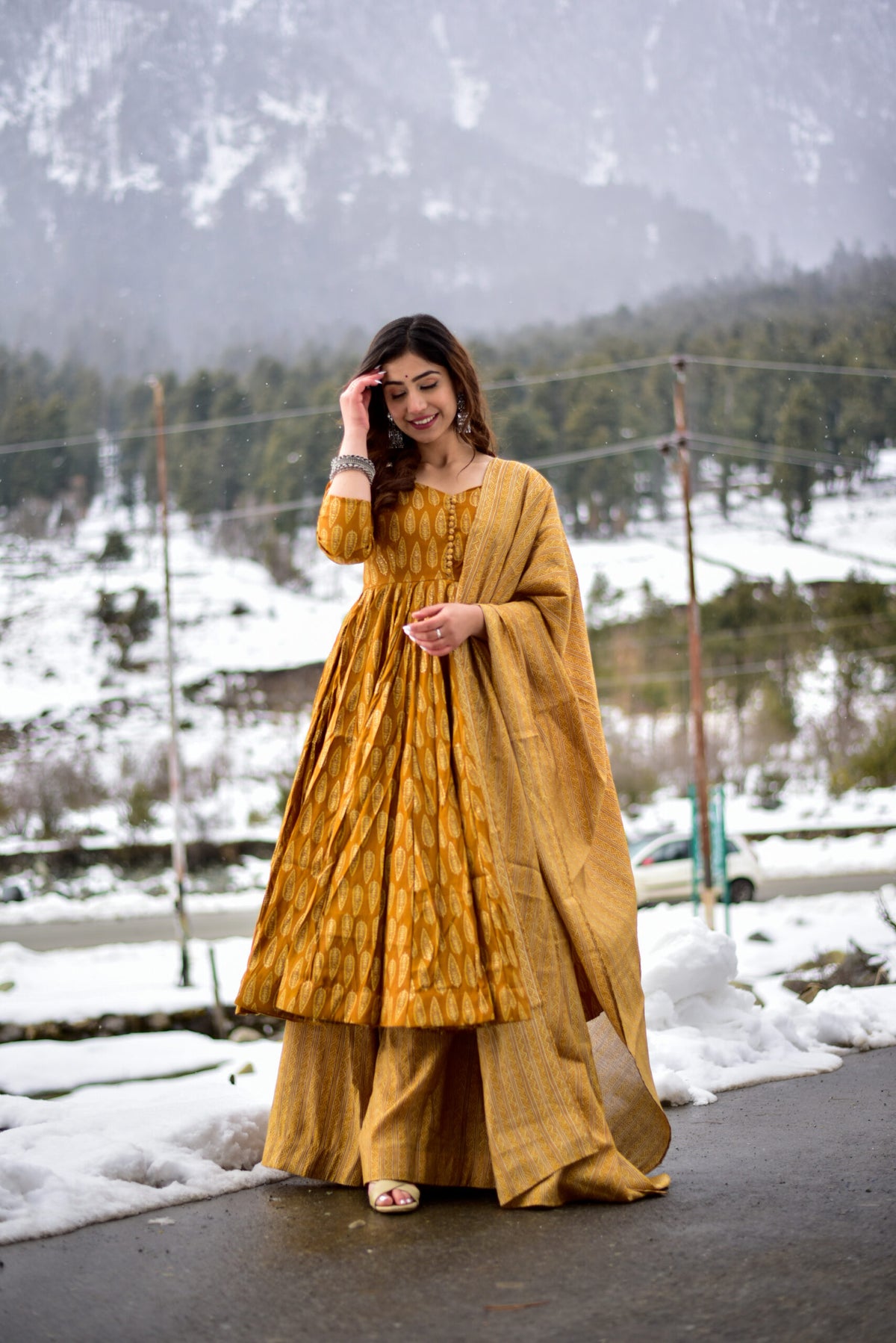 Maslin Dream: All-Over Pumpkin Kurta Palazzo Set with Heavy Digital Print ClothsVilla Main image
