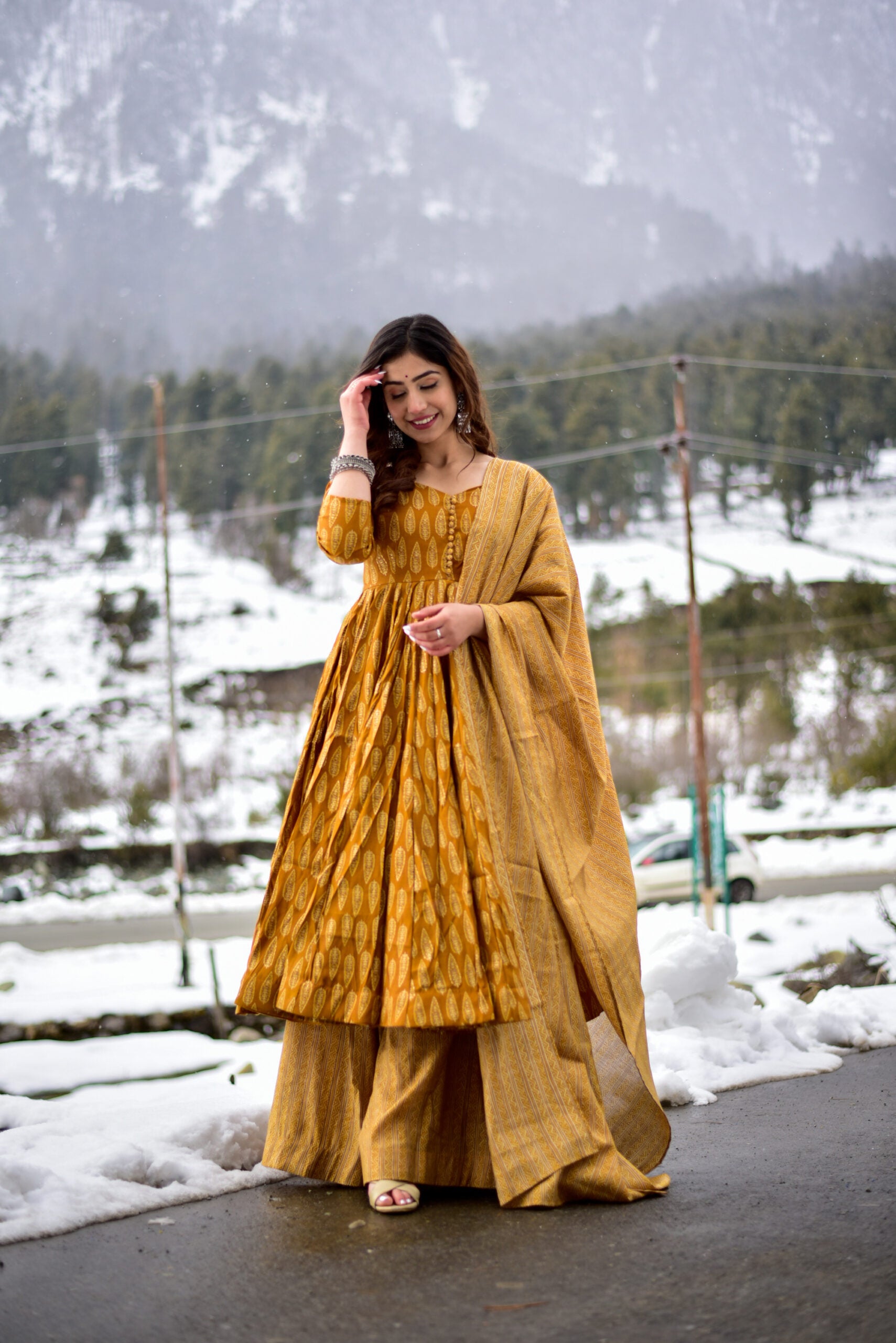 Maslin Dream: All-Over Pumpkin Kurta Palazzo Set with Heavy Digital Print ClothsVilla Main image
