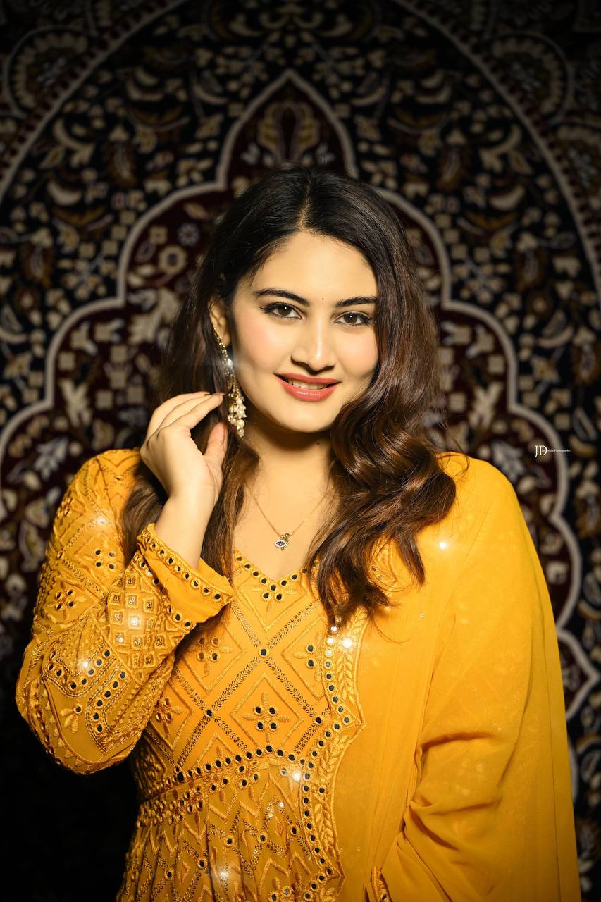 Masterd Yellow Premium Readymade Anarkali Suit Set –Faux Blooming with Heavy Sequins & Thread Embroidery ClothsVilla