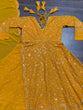 Load image into Gallery viewer, Masterd Yellow Premium Readymade Anarkali Suit Set –Faux Blooming with Heavy Sequins &amp; Thread Embroidery ClothsVilla