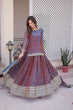 Load image into Gallery viewer, Mauve Chiffon Embroidered Top Lehenga Set Clothsvilla