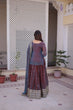 Load image into Gallery viewer, Mauve Chiffon Embroidered Top Lehenga Set Clothsvilla