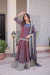 Load image into Gallery viewer, Mauve Chiffon Embroidered Top Lehenga Set Clothsvilla
