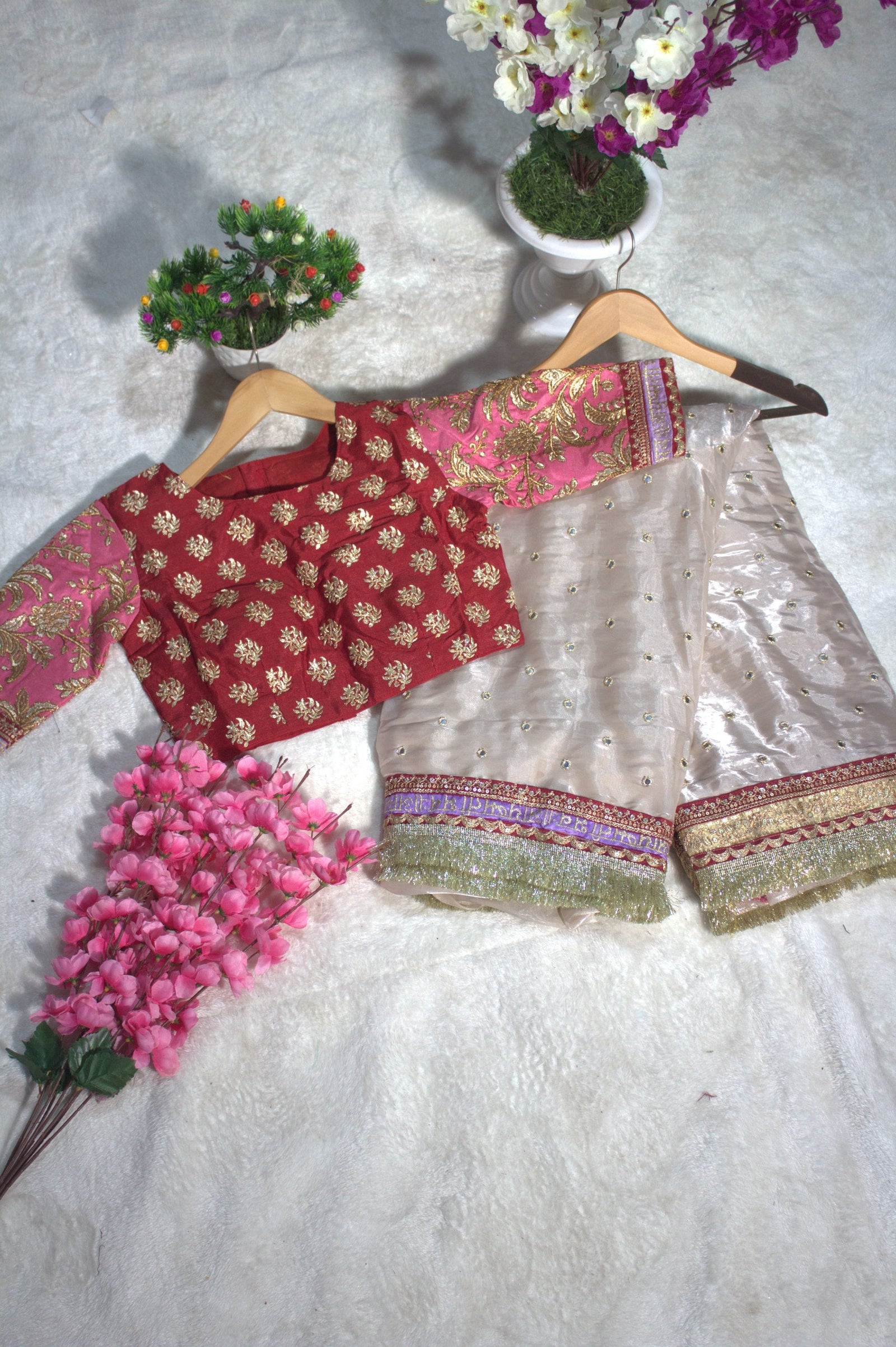 Mauve Designer Jimmy Choo Saree with Heavy Zari, Dori & Multi-Size Sequins Work | Bangalori Silk Blouse ClothsVilla