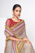 Load image into Gallery viewer, Mauve Designer Jimmy Choo Saree with Heavy Zari, Dori &amp; Multi-Size Sequins Work | Bangalori Silk Blouse ClothsVilla