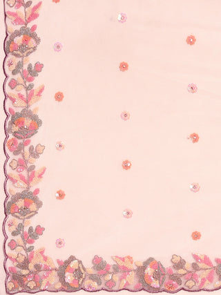 Mauve Net Multi Sequins with heavy Zarkan embroidery Semi-Stitched Lehenga choli & Dupatta ClothsVilla