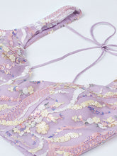 Load image into Gallery viewer, Mauve Net Sequins and thread embroidery Semi-Stitched Lehenga choli &amp; Dupatta ClothsVilla