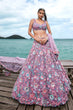 Load image into Gallery viewer, Mauve Net Sequins, Mirror and thread embroidery Semi-Stitched Lehenga choli &amp; Dupatta Clothsvilla