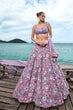 Load image into Gallery viewer, Mauve Net Sequins, Mirror and thread embroidery Semi-Stitched Lehenga choli &amp; Dupatta Clothsvilla