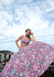 Load image into Gallery viewer, Mauve Net Sequins, Mirror and thread embroidery Semi-Stitched Lehenga choli &amp; Dupatta Clothsvilla