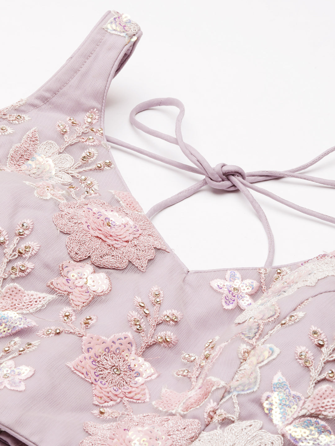 Mauve Net Sequins with heavy Zarkan embroidery Semi-Stitched Lehenga choli & Dupatta ClothsVilla