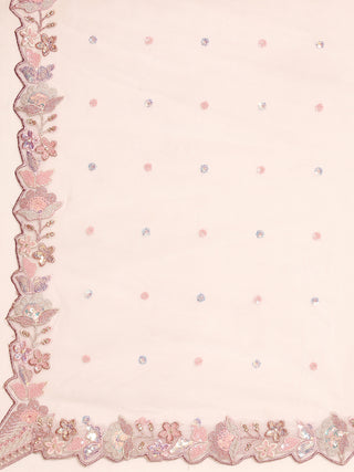 Mauve Net Sequins with heavy Zarkan embroidery Semi-Stitched Lehenga choli & Dupatta ClothsVilla