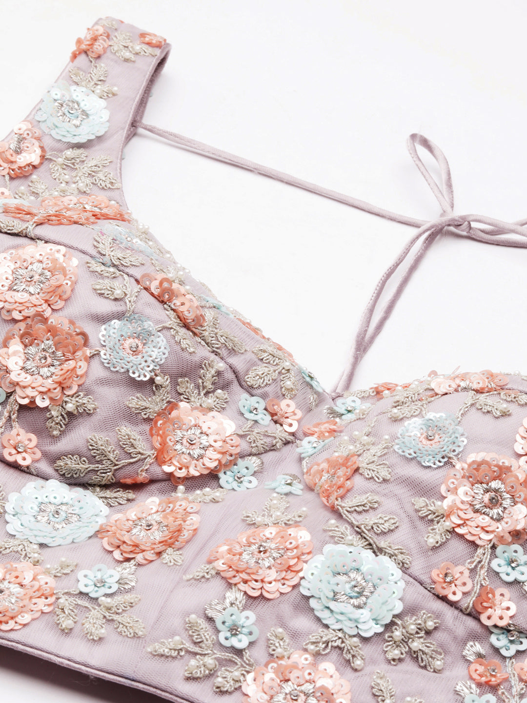 Mauve Net Sequins & Zarkan embroidery Semi-Stitched Lehenga choli & Dupatta ClothsVilla