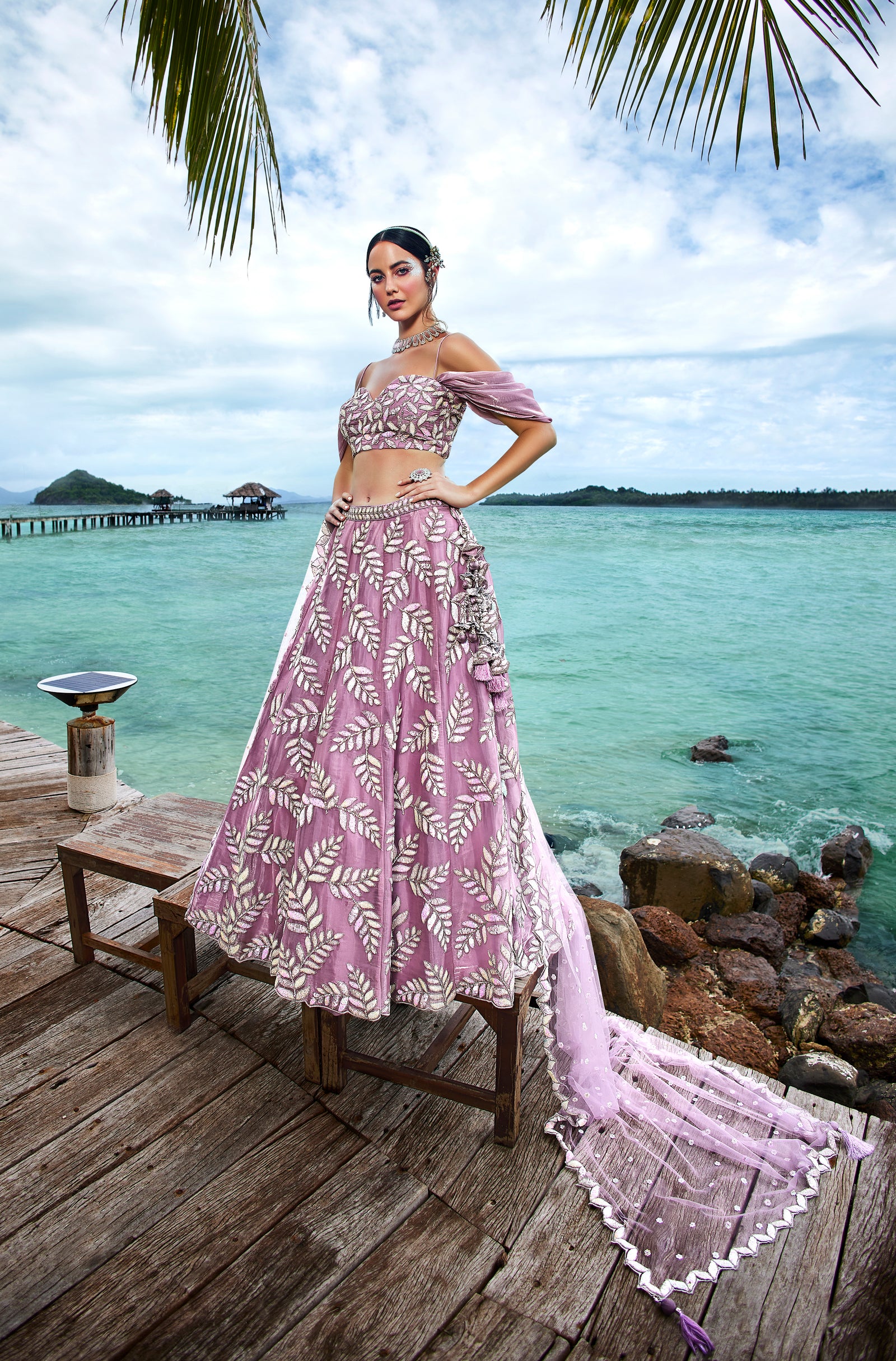 Mauve Organza Sequins & Zarkan embroidery Semi-Stitched Lehenga choli & Dupatta Clothsvilla
