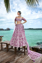 Load image into Gallery viewer, Mauve Organza Sequins &amp; Zarkan embroidery Semi-Stitched Lehenga choli &amp; Dupatta Clothsvilla