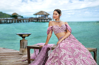 Mauve Organza Sequins & Zarkan embroidery Semi-Stitched Lehenga choli & Dupatta Clothsvilla