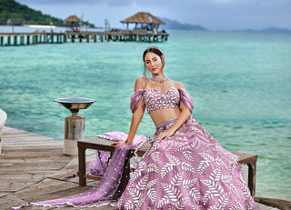 Mauve Organza Sequins & Zarkan embroidery Semi-Stitched Lehenga choli & Dupatta Clothsvilla