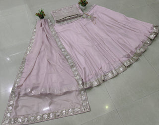 Mauve Organza Silk Mirror Zari Lehenga ClothsVilla
