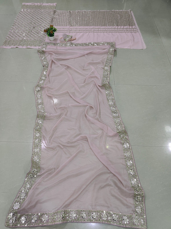 Mauve Organza Silk Mirror Zari Lehenga ClothsVilla