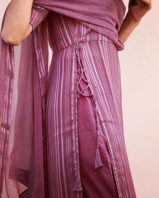 Mauve Pink Elegant High-Slit Kurta Set with Dupatta