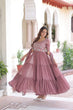 Load image into Gallery viewer, Mauve Pink Luxury Faux Blooming Sequins Multithread Beads Embroidered Gown with Designer Dupatta – Full Inner ClothsVilla
