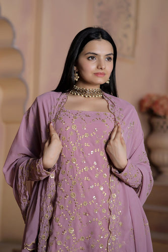 Mauve Premium Designer Readymade Top-Sharara-Dupatta Collection ClothsVilla