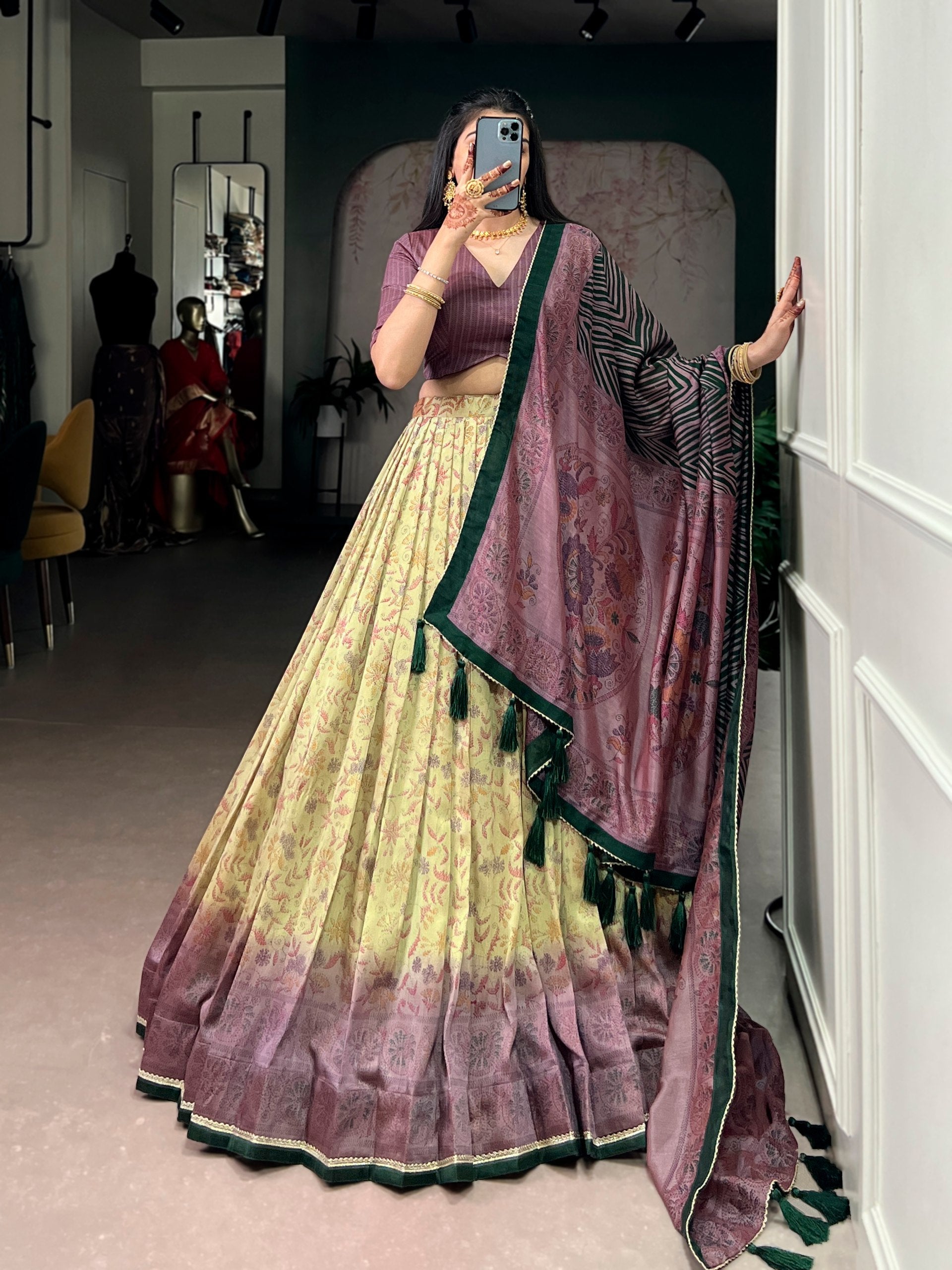 Mauve Printed Lehenga Choli with Dupatta ClothsVilla Main image