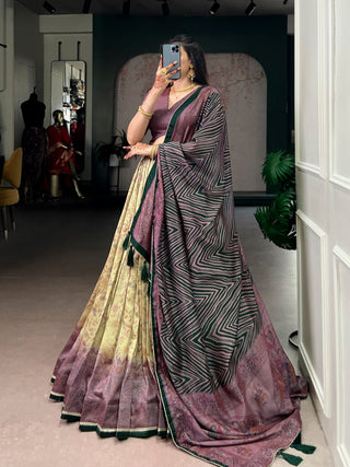 Mauve Printed Lehenga Choli with Dupatta ClothsVilla