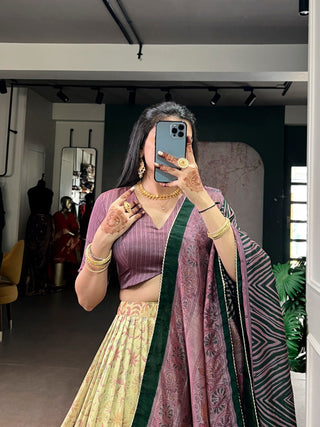 Mauve Printed Lehenga Choli with Dupatta ClothsVilla