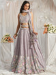 Load image into Gallery viewer, Mauve Pure Chiffon Sequins and thread embroidery Semi-Stitched Lehenga choli &amp; Dupatta ClothsVilla