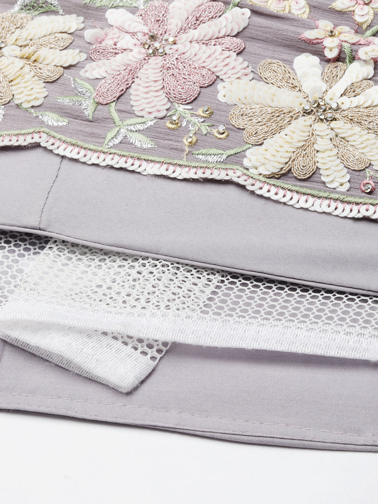 Mauve Pure Georgette Sequins with heavy Zarkan embroidery Semi-Stitched Lehenga choli & Dupatta Clothsvilla