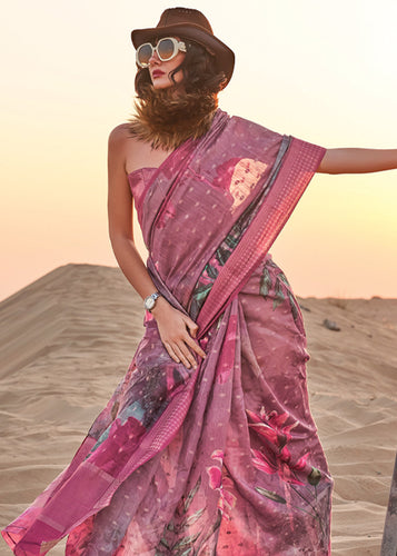 Mauve Purple Elegant Blended Linen Silk Saree – Breathable & Stylish for All Seasons Clothsvilla