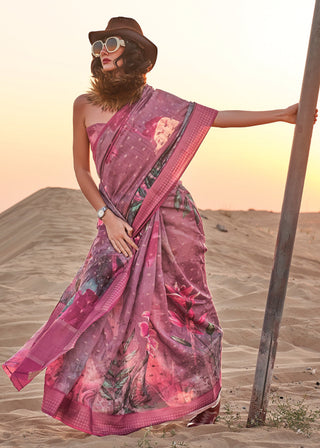 Mauve Purple Elegant Blended Linen Silk Saree – Breathable & Stylish for All Seasons Clothsvilla