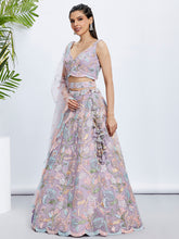 Load image into Gallery viewer, Mauve Sequinned Lehenga Choli &amp; Dupatta Set - Semi-Stitched ClothsVilla